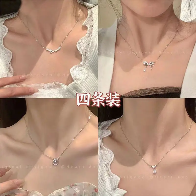 Trendy XINGX Necklace for Women Ins Special-Interest Design High-Grade Light Luxury Clavicle Chain Bow Necklace Student Girlfriends Pendant