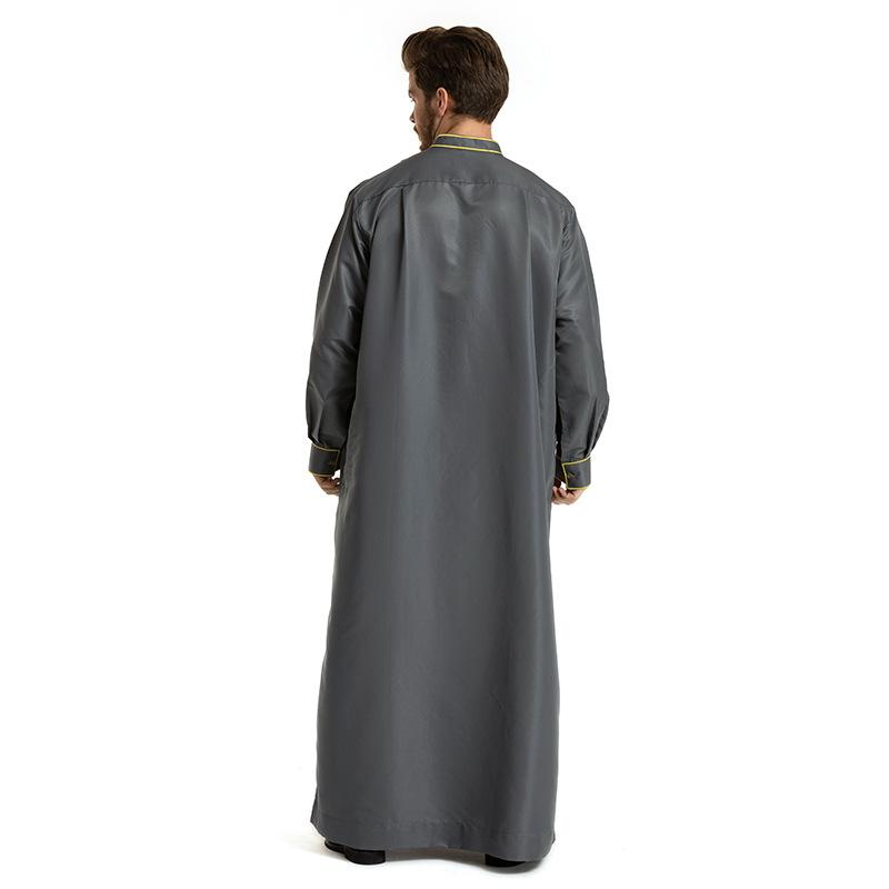 Product Introduction of European and American Hot Sale Middle East Muslim Ethnic Embroidery Long Sleeve Loose Stand Collar Robe Men 0006 15