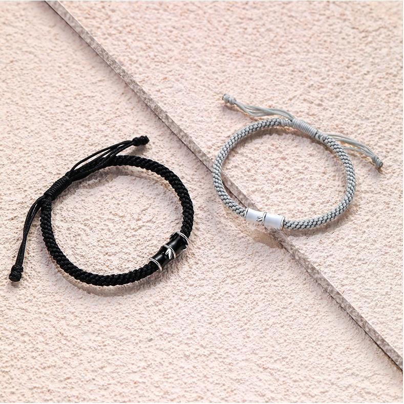 Vòng tay đôi hinh cây tre ý nghĩa vạn năm hạnh phúc có dây rút phong cách Hàn Quốc chất liệu Bạc925 Kratos 5