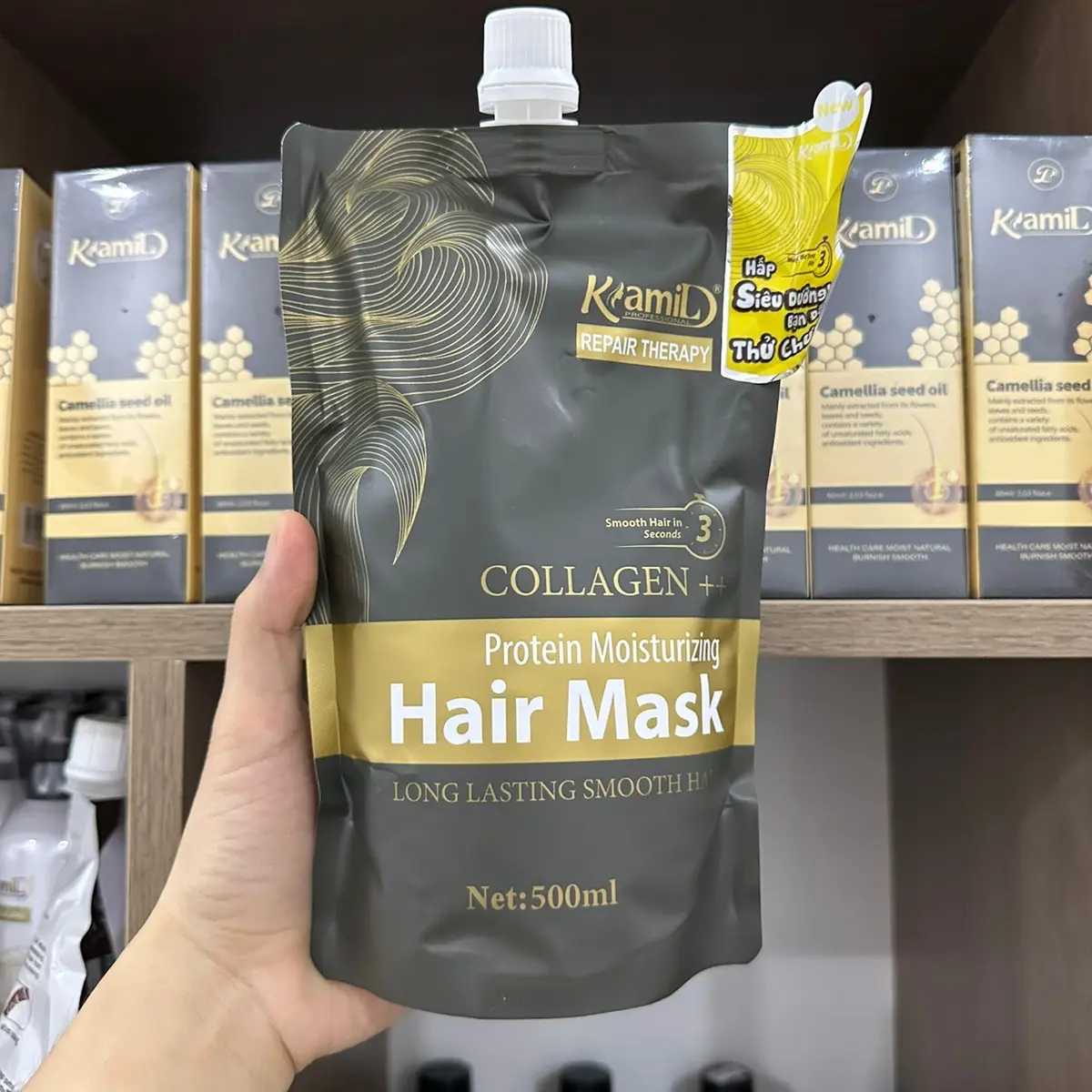 Kem Hấp Ủ Xả Phục Hồi Tóc Collagen Keratin Kami 500ML Phục Hồi Tóc, Giúp Tóc Siêu Mềm Mượt (Giá Sỉ Salon Tóc)  Women Nữ
