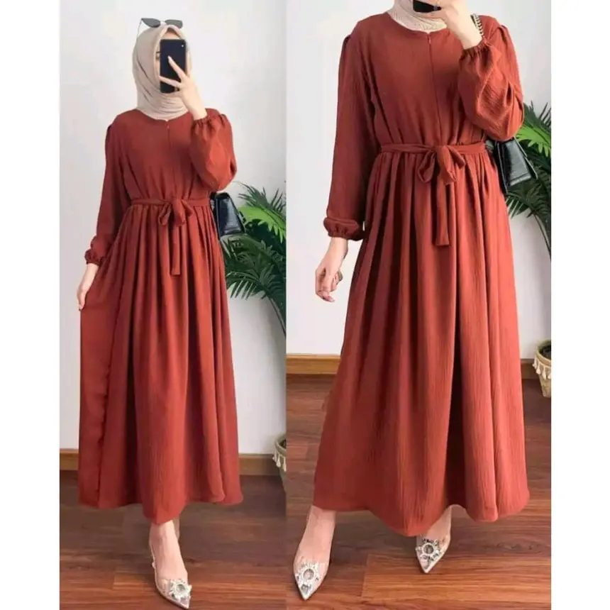Gamis Anggra crinkle airflow fremium Polos Muslim