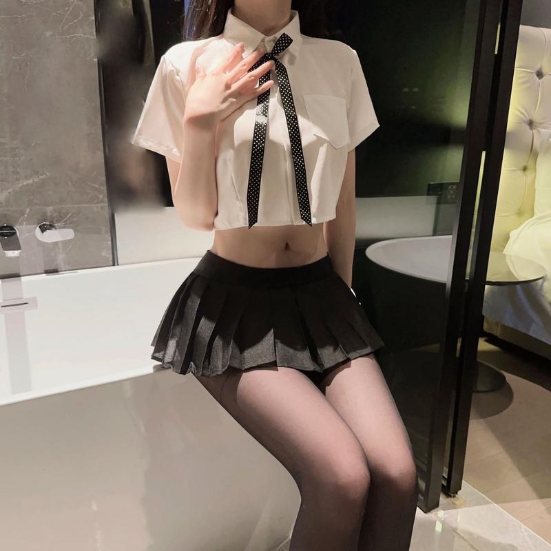 Product Introduction of Cute White Shirt In Plus Size, Pure Student Outfit Japanese Female Student JK Pleated Skirt Cosplay Anime Jumpsuit Sexy Tight Fitting Pajama Underwear Dress Cos Uniform Temptation Jk Women 5
