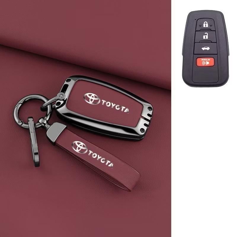 ốp khoá,móc khóa,bảo vệ chìa khóa xe toyota corolla cross,toyota camry, (chìa tự động 3-4 nút bấm) bằng hợp kim và da cao cấp, bộ sản phẩm đầy đủ ốp ,móc khóa, phụ kiện lắp đặt chiakhoa bọc  ổ
