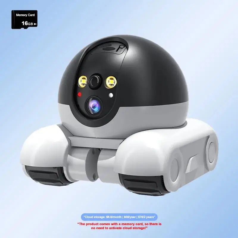 Wireless Remote Control Robot Camera, USB Charging HD Video, Night Vision, Two-way Audio, Real-time Interaction for Checking in on Your Pets