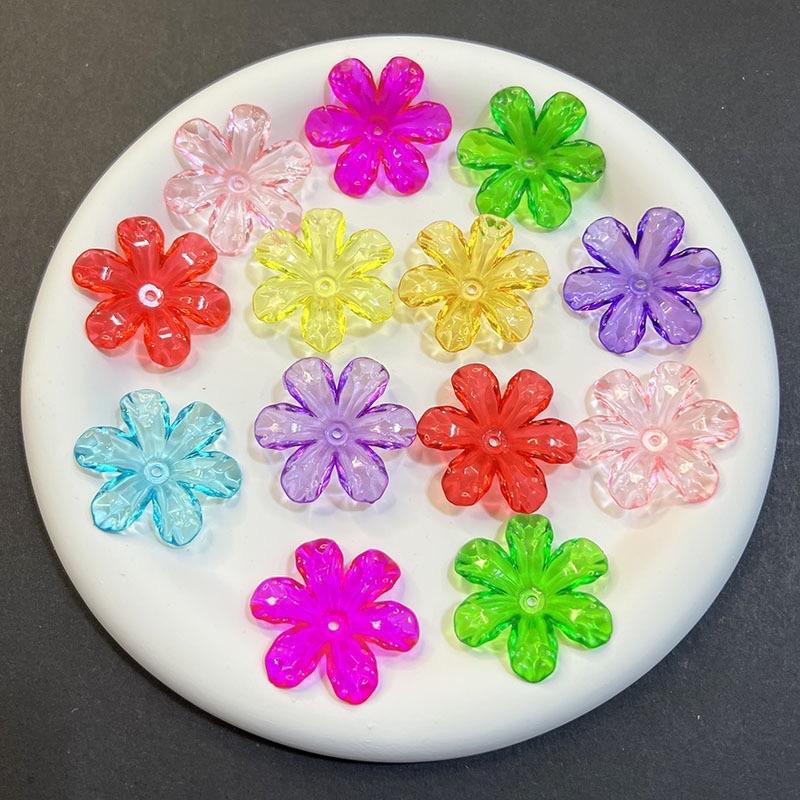 Cánh hoa nhựa acrylic 6 cánh 30mm S0234, 100g hoa mai cánh liền làm hoa cây kim tiền tài lộc Handmade