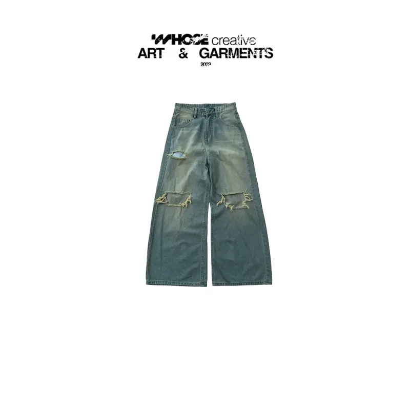 DENIMIST TERI WIDE JEANS - Quần jeans rách gối ống rộng Whose Studio - Kèm dây quần 0