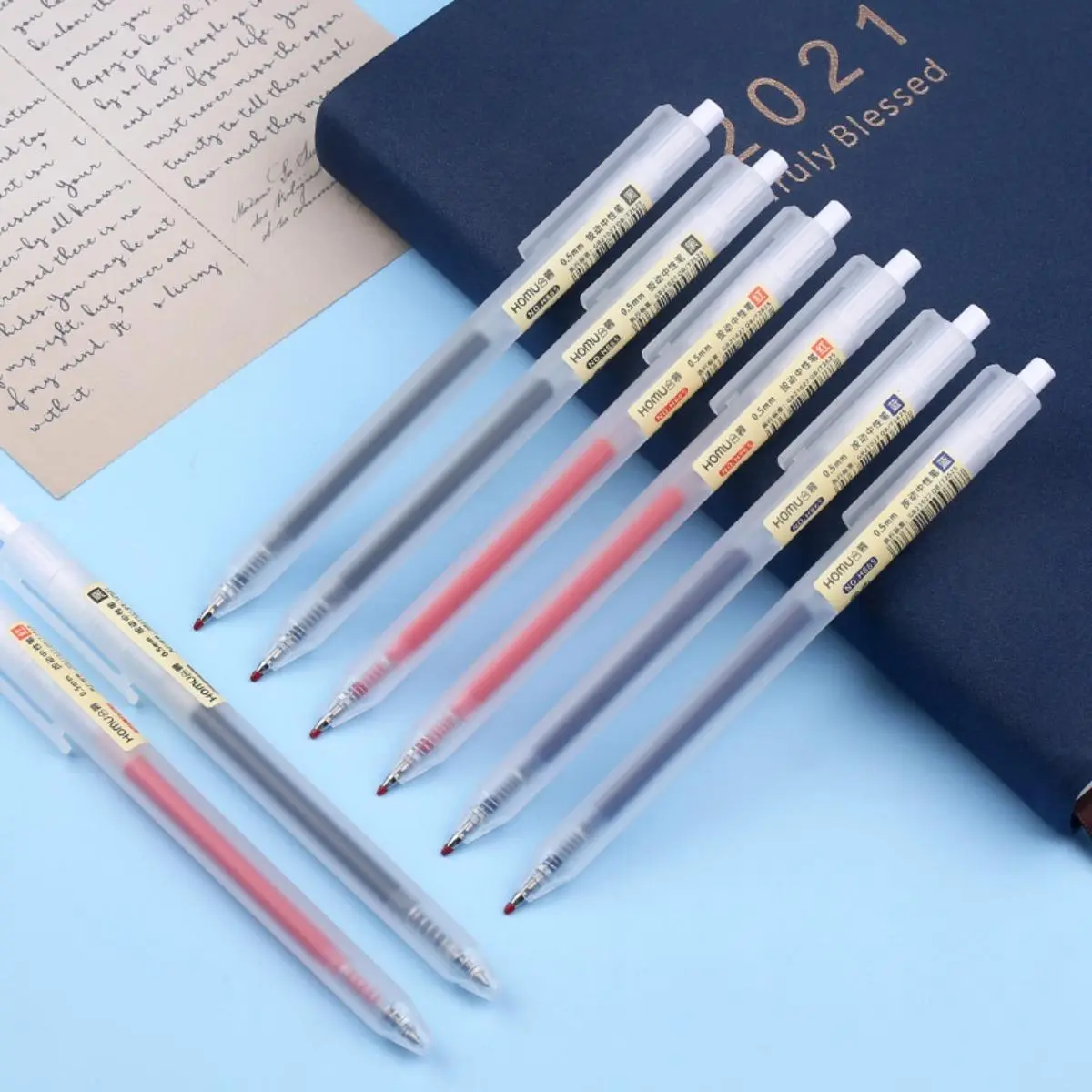 School Supplies Ins Style Frosted Quick Dry Smooth Neutral Pen/ Daily Training Comfortable Book Fixed Clip Ballpoint Pen Stationery