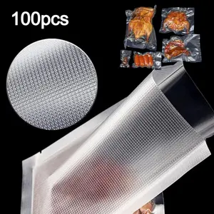 100pcs Plastik Vakum Embos Sealer Wadah Makanan 17x25 20x30 28x40 28x50 25x35 20x40 15x20 13x18 Embos Vacuum Bag