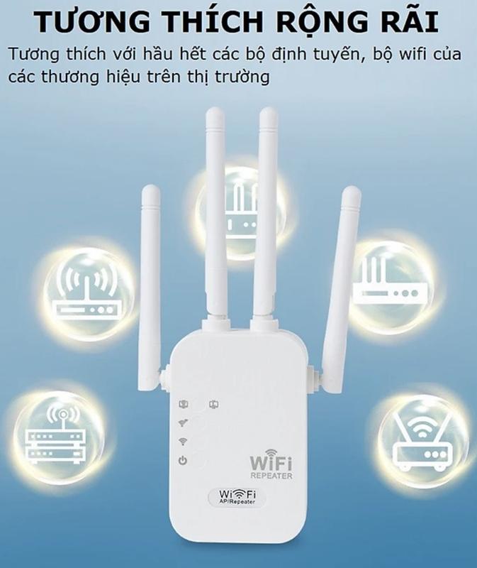 Bộ Mở Rộng Sóng Wifi Tốc Độ Tối Đa 300Mbps 4 Râu Phát Sóng Xuyên Tường 2