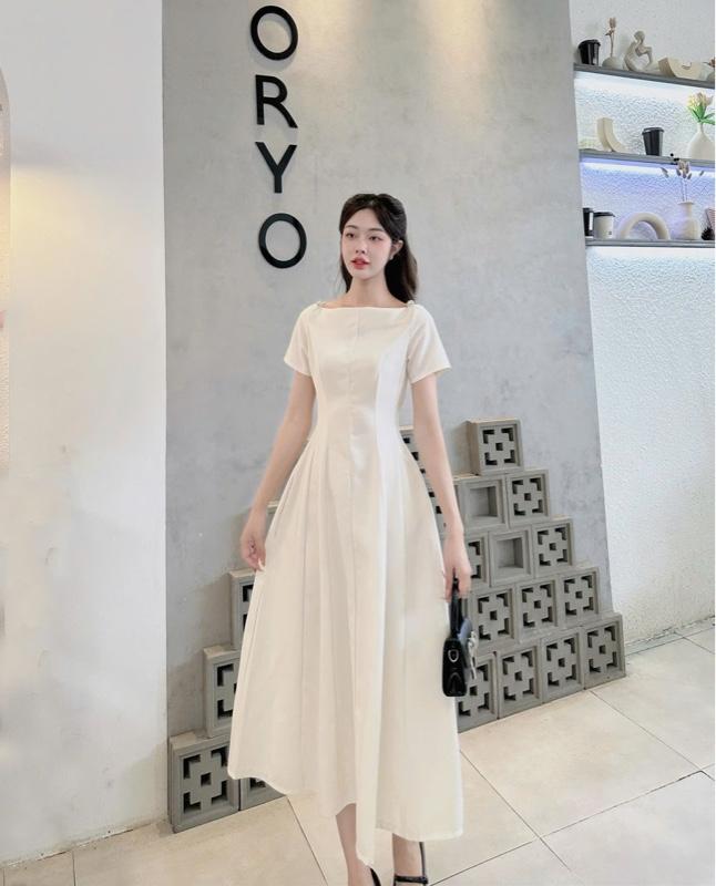 Product Introduction of (D273) ĐẦM MIDI NỮ CỔ THUYỀN DÁNG XOÈ TAY NGẮN phong cách vintage, phù hợp đi tiệc, đi chơi, đi làm 11