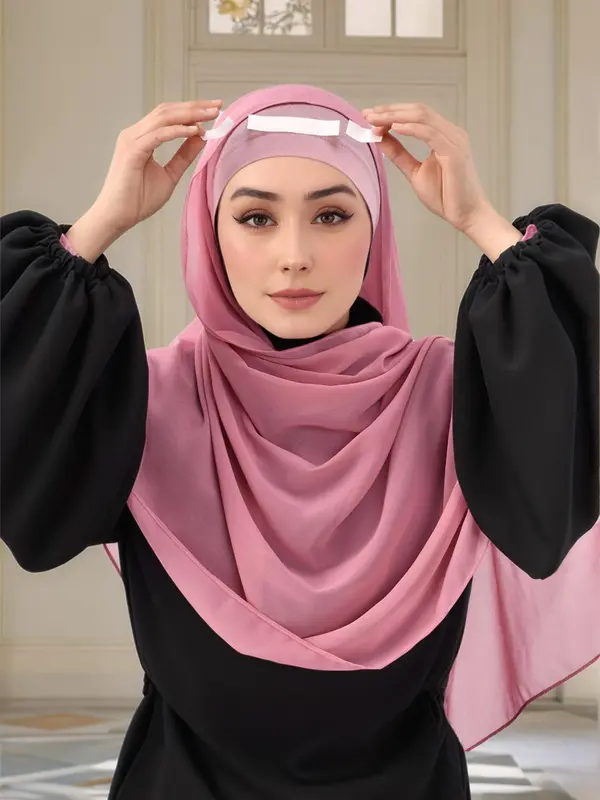 Women's Solid Color Double Sided Hijab Sticker, Non-slip Hijab Sticker, Casual Hijab Accessories for Women & Girls 5