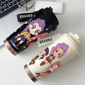 Tumbler KPop Demon Hunters Rumi Mira HUNTRIX Aesthetic Drinking Bottle Stainless Steel Tumblr CUP Case 500 ML Coffee Thermos Cold Resistant Heat Tambler Viral Cartoon Anime Cute For Car Cup Gift - Safe Family And Children
