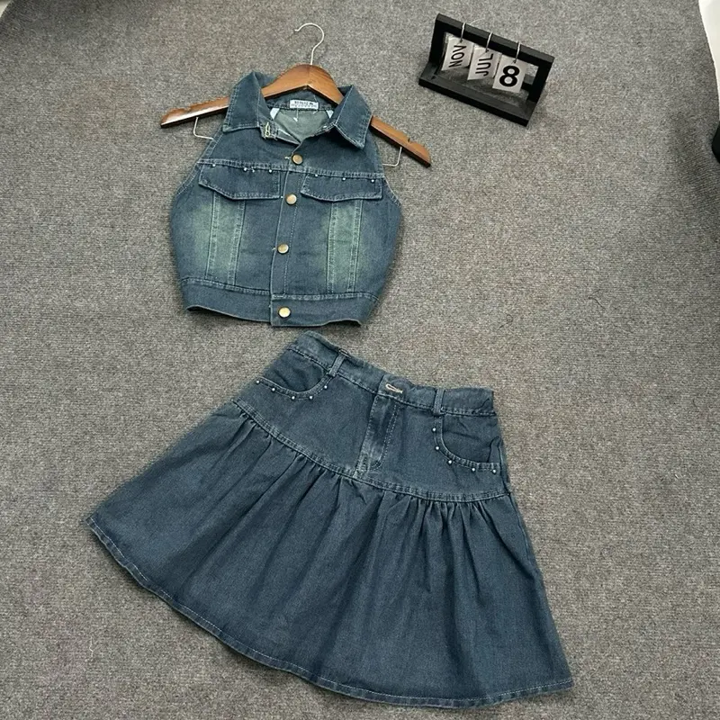 ( dưới 57kg )SÉT JEAN ÁO KIỂU GI-LE CRTOP + VÁY XÈO TRƯỚC SAO ÔM EO TÔN DÁN 6
