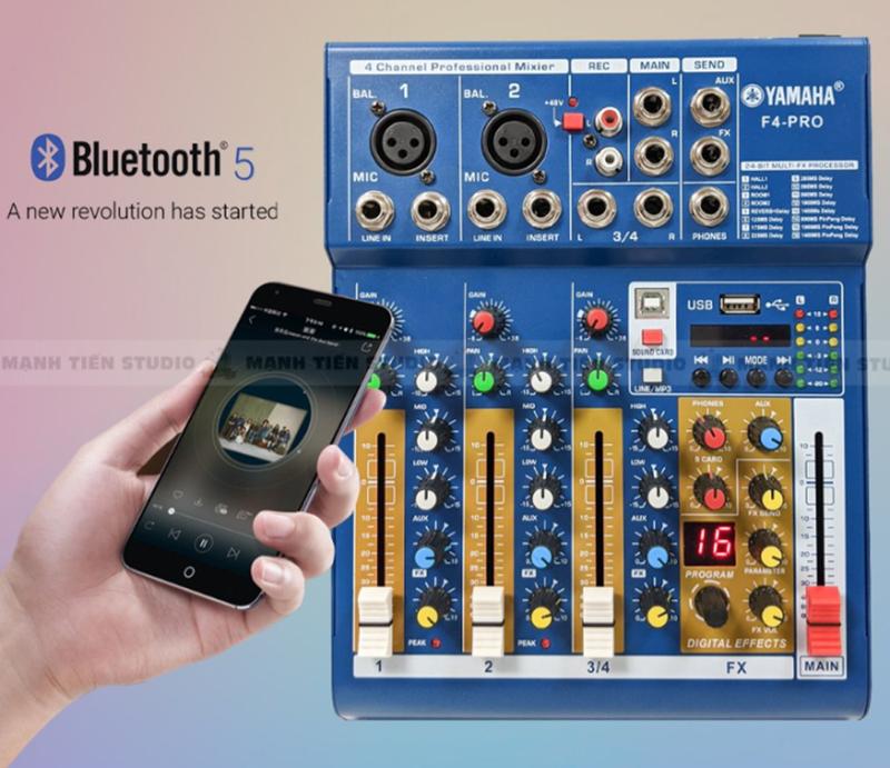 Bàn Trộn Mixer Yamaha F4 Pro - Tích Hợp Vang Số 16 Chế Độ Chuyển Đổi Soundcard Livestream Chỉ Với 1 Nút Bấm Mixer Karaoke Thu Âm Karaoke Online Chuyên Nghiệp Bluetooth Ghi Âm Usb Tiện Lợi Kết Hợp Loa Kéo Amply Dàn Karaoke Gia Đình
