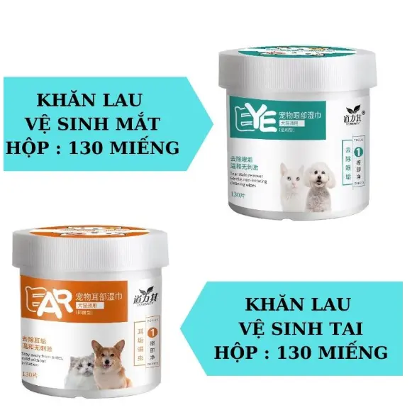 Khăn Ướt Lau Mắt Cho Chó Mèo, Lau Tai Bẩn Cho Thú Cưng Chiết Xuất Từ Cây Lô Hội 130 Miếng 0
