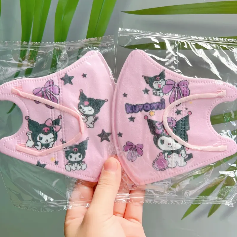 (Kuromi) 2 Size Bé Từ 0-25kg [Túi 10Cái Và Combo 50 Cái] Khẩu Trang 3D Hoạ Tiết Kuromi In Hình Dễ Thương 2 Size Cho Bé (Từ 0-25Kg) Vải Lụa Mềm Mịn 2