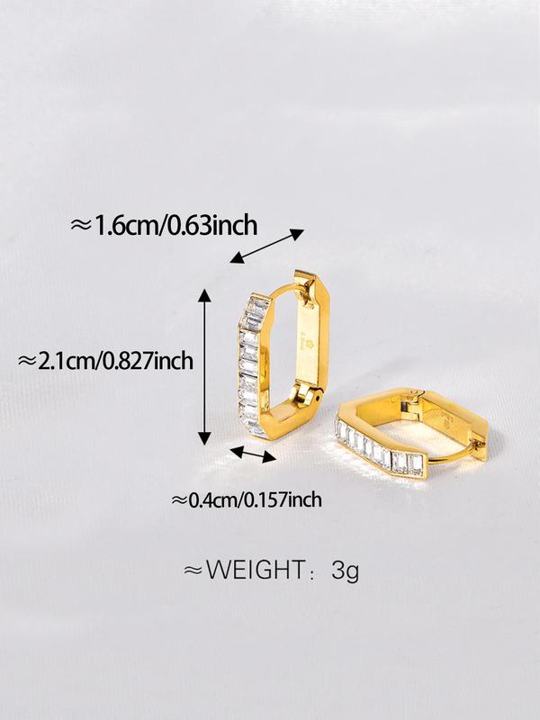 Geometric Design Hoop Earrings, Fashionable Earrings for Women & Girls, Trendy All-match & Exquisite Jewelry for Birthday Gift 1