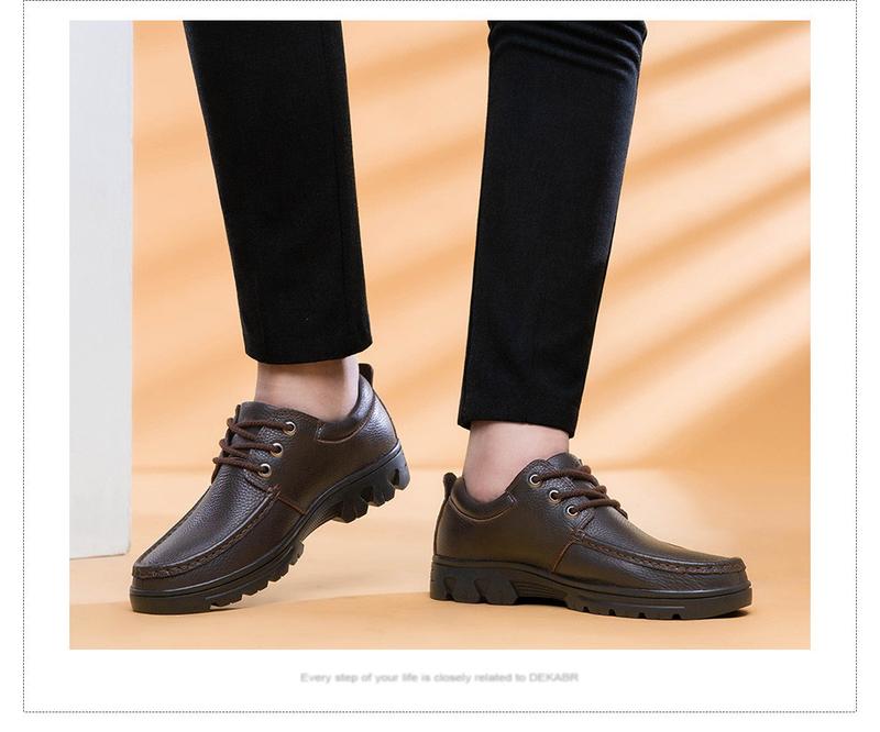 Product Introduction of DEKABR New Lace Up Fashion Genuine Leather Casual Men Shoes Designer Comfortable Breathable Loafers Driving Shoes Big Size 37-50 55