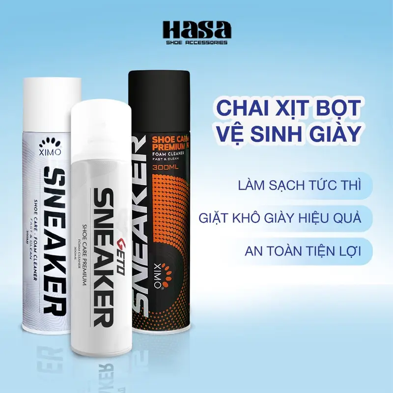 Dung Dịch Vệ Sinh Sneaker 300ml Chai Xịt Tạo Bọt Vệ Sinh Giày Cao Cấp Khử Mùi, Tẩy Trắng Giày Dép, Túi Xách Siêu Tốc 2