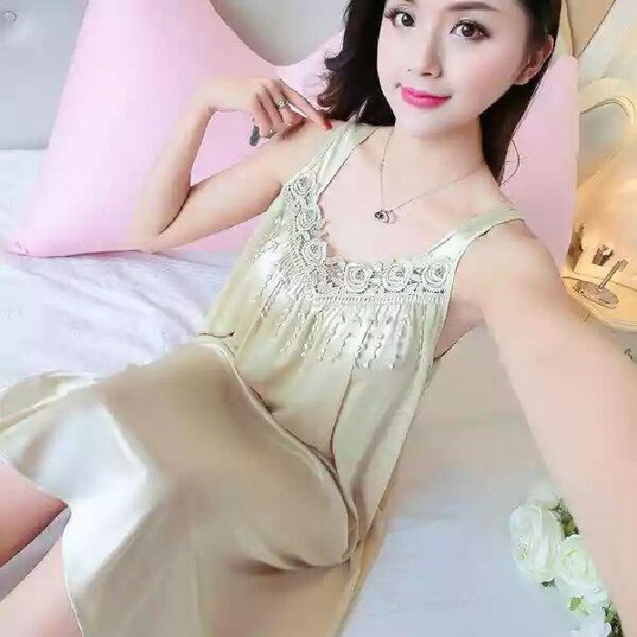 Đồ Ngủ Mùa Xuân Và Mùa Hè, Ngoại Cỡ, Váy Ngủ Có Dây Đeo Cho Nữ, Dài Trung Bình Váy Chữ A Mỏng Gợi Cảm, Chất Liệu Lụa Lạnh Mặc Nhà Dáng Rộng 8