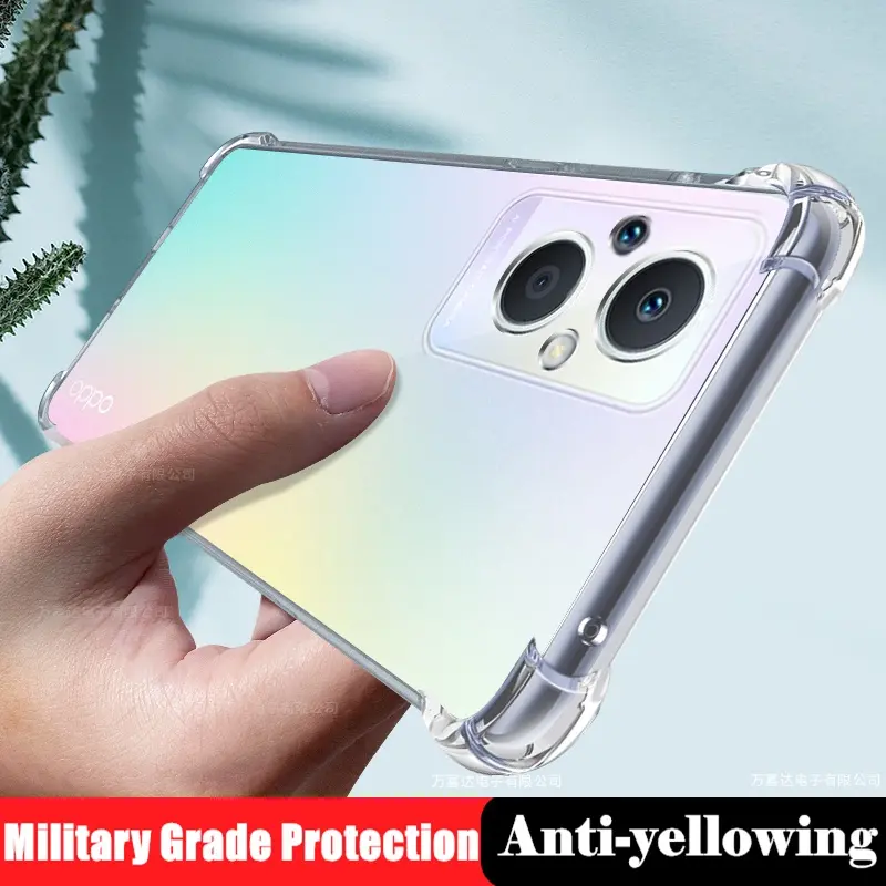 For OPPO Reno7 Z 5G CPH2343 Slim Crystal Clear Soft Silicone Jelly Case with Four Reinforced Corners Transparent Cover
