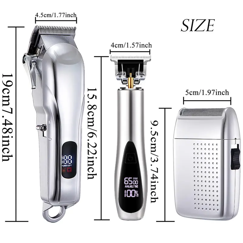 Professional Clipper & Hair Trimmer & Shaver Set, 1 Set Cordless Hair Clippers with Limit Comb & Cleaning Brushes & USB Charging Cable, Men's Personal Care Products for Daily Use, Stocking Fillers Gift 7