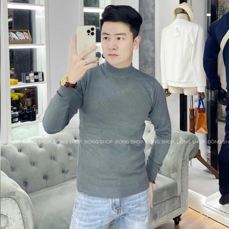 Áo Len Nam cổ 3cm HÀNG QUẢNG CHÂU , tay dài mềm mịn co dãn cực ấm Kem Nhung Menswear Shirt áo sơ