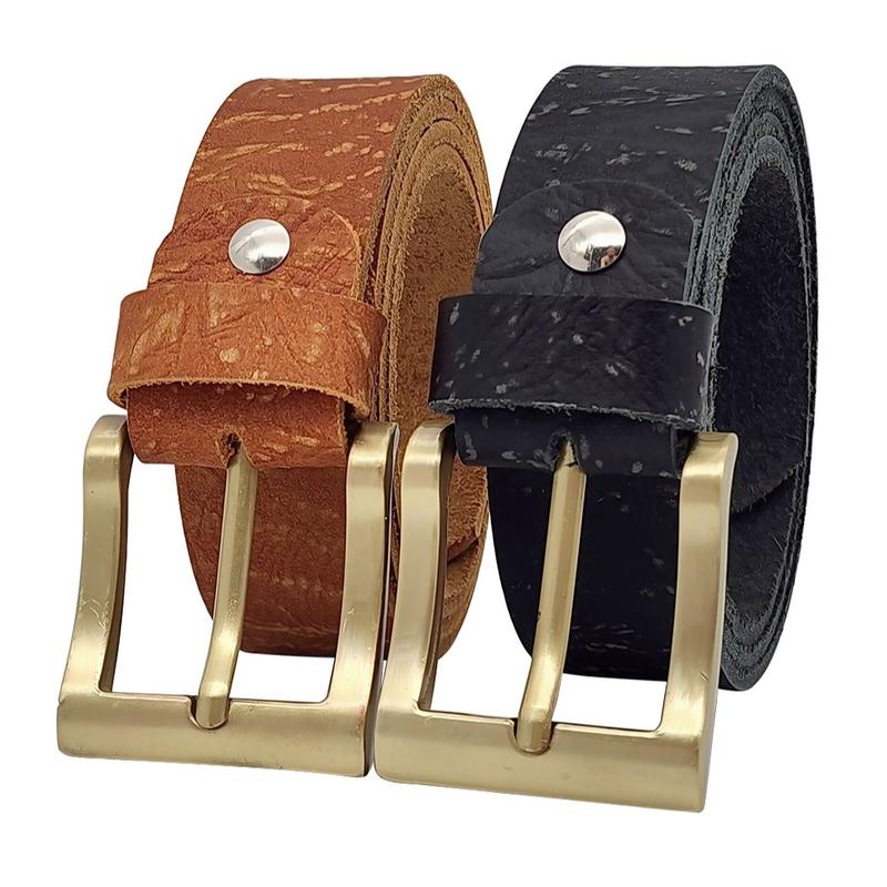 Thắt lưng nam da bò thật bản thô DHM-242 | Khoá kim nguyên khối màu đồng đẹp rẻ | Bảo hành 12 tháng