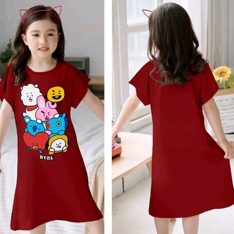 Liu's_Kids99 / daster anak cewek TINITAN untuk Umur 3-12th Katun Lembut Lengan Pendek Fashion daster anak dress bayi 7