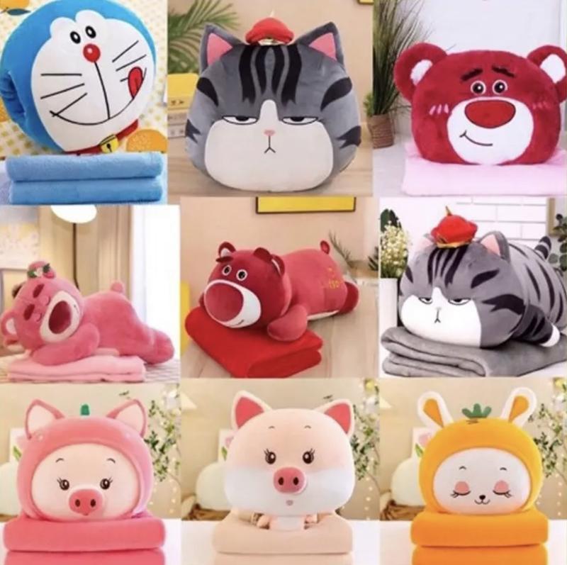 Nhà Cam Shop, 100 Bộ chăn gối văn phòng, gấu bông kèm mền 2 trong 1 (gối, chăn), 3 trong 1 (gối, chăn, ủ tay) siêu tiện lợi gấu  bông  kèm chăn trong bụng