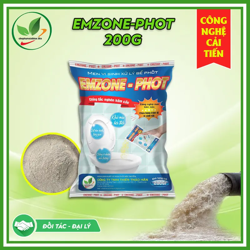 Men vi sinh EMZONE.PHOT 200gr, chống tắc nghẽn hầm cầu. 0