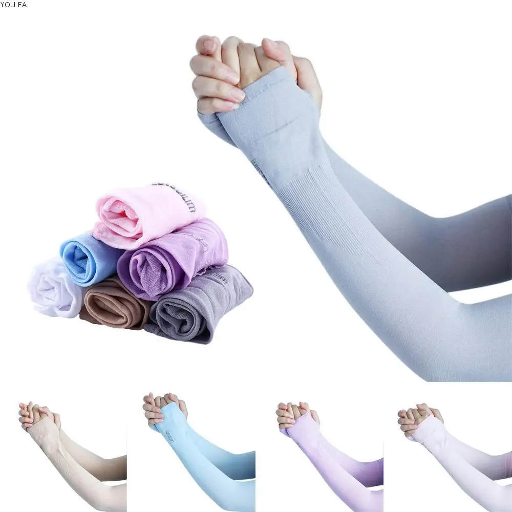 YOLI FA Summer Anti UV Sportswear Sun Protection Sleeves Arm Sleeves Repel Mosquitoes Ice Sleeves Sunscreen Long Half Finger Sleeves Sun Protection Gloves Women Sunscreen Sleeves Sun UV Protection Hand Cover