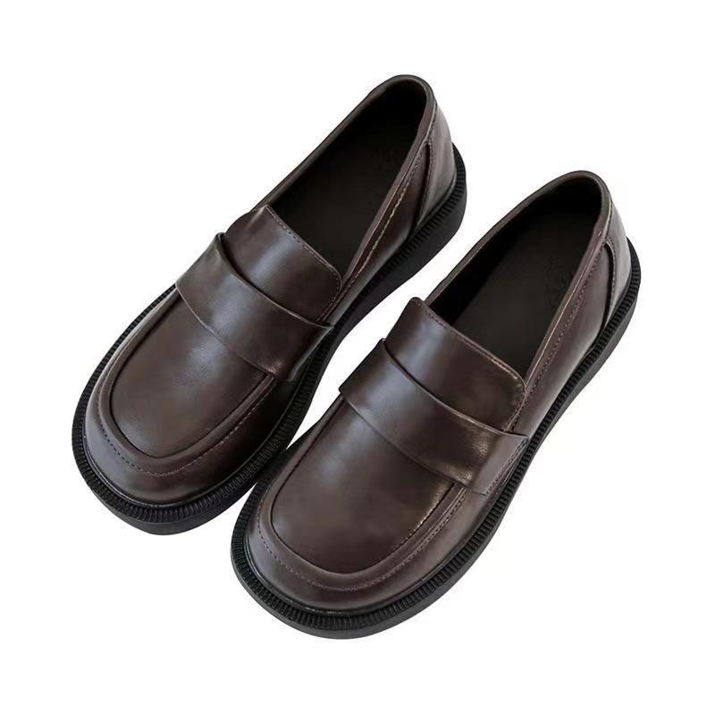 Product Introduction of Platform Loafers Women's Leather Shoes 2025 Spring and Autumn New Korean Style Versatile Retro Shoes Slip-on Soft Bottom 0