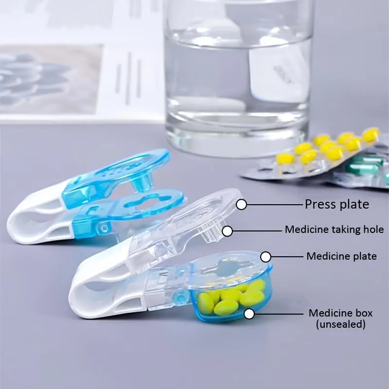 Portable Pill Extractor, 1 Count Pill Storage Box with Pill Remover, Pill Dispenser, Blue Pill Organizer for Elderly, Disabled, Hand Arthritis Individuals, Healthcare 5