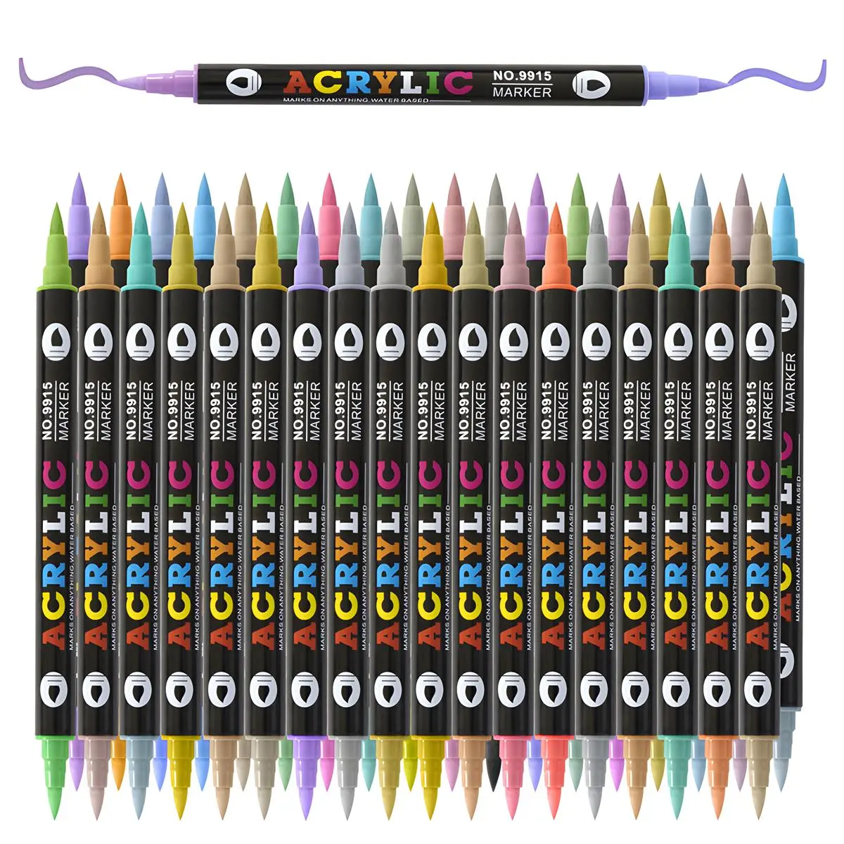 Double Nib Acrylic Markers, 12/24/36pcs/set Mixed Color Paint Pen, Dual Tip Art Marker Brush Pen for Rock Stone Ceramic Painting, Art Supplies for Students School Home