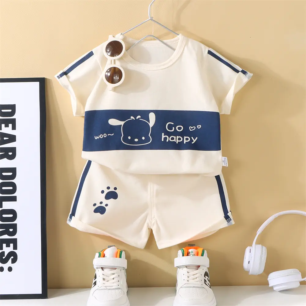 Fashion Baby Kids Boys Girls Terno Sets Soft Cotton Short Sleeves Clothing Set Sando Dinosaur Bear Print T-shirt Tops and Shorts 2PCS Clothes Suit For 0-7 Years Children outfit dino