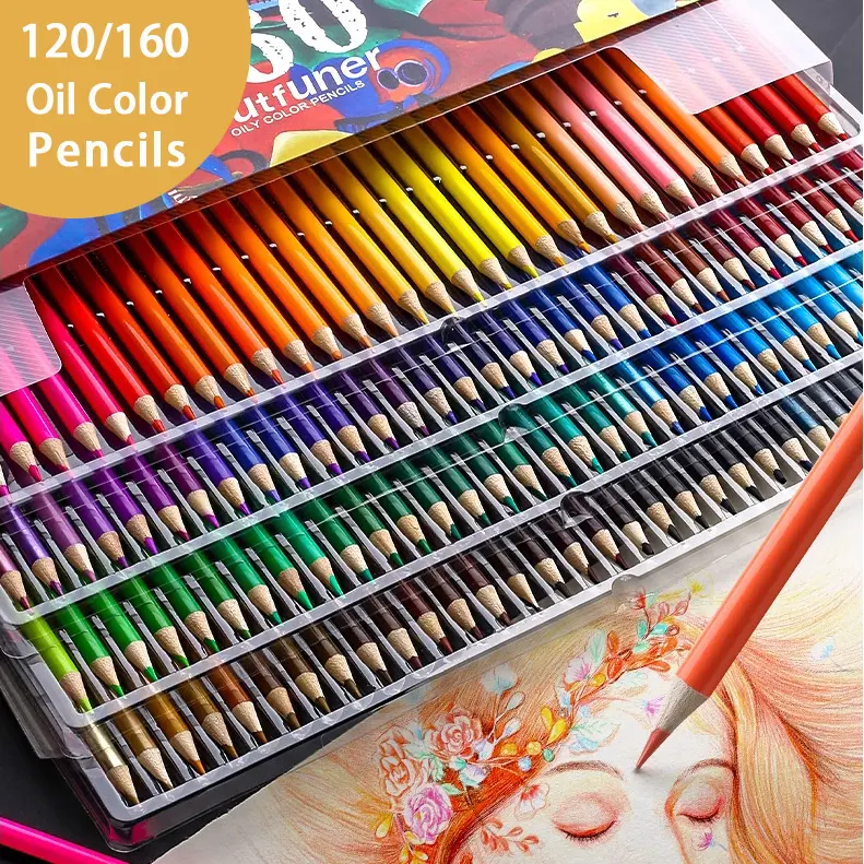 Brutfuner 48/72/120/160/180 Professional Oil Color Pencil Soft Wood Colored Pencil Watercolor Drawing Pencil Office Sketching Stationery brutfuner  oil