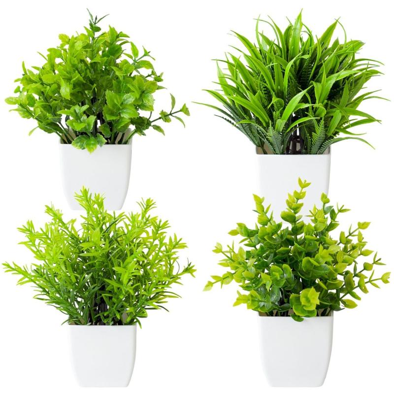 Cây cỏ nhựa kèm chậu mô phỏng cỏ ba lá cỏ các loại bằng nhựa cao 18cm để kệ sách bàn làm việc decor trang trí phòng