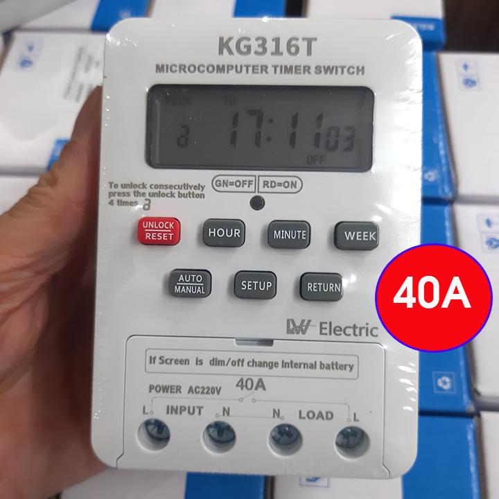 Timer hẹn giờ bật tắt Điện Kg316T 40A 220v LW, công tắc Điện hẹn giờ tự Động