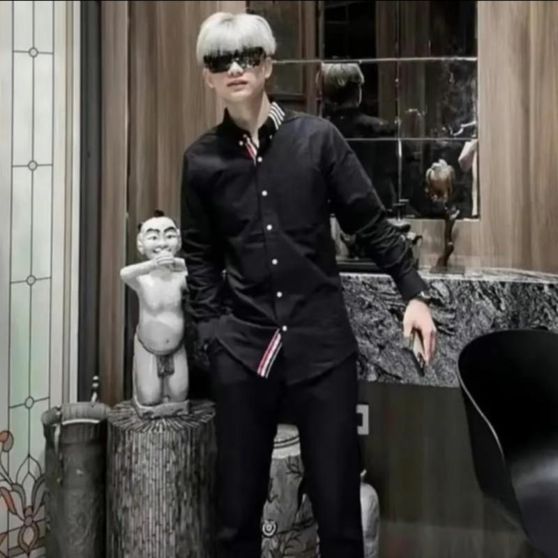 Áo sơ mi nam tay dài thiết kế 4 sọc cổ boy phố chất lụa mềm mịn thoáng mát mẫu mới hót trend_Minh Khang shop01 Menswear Shirt