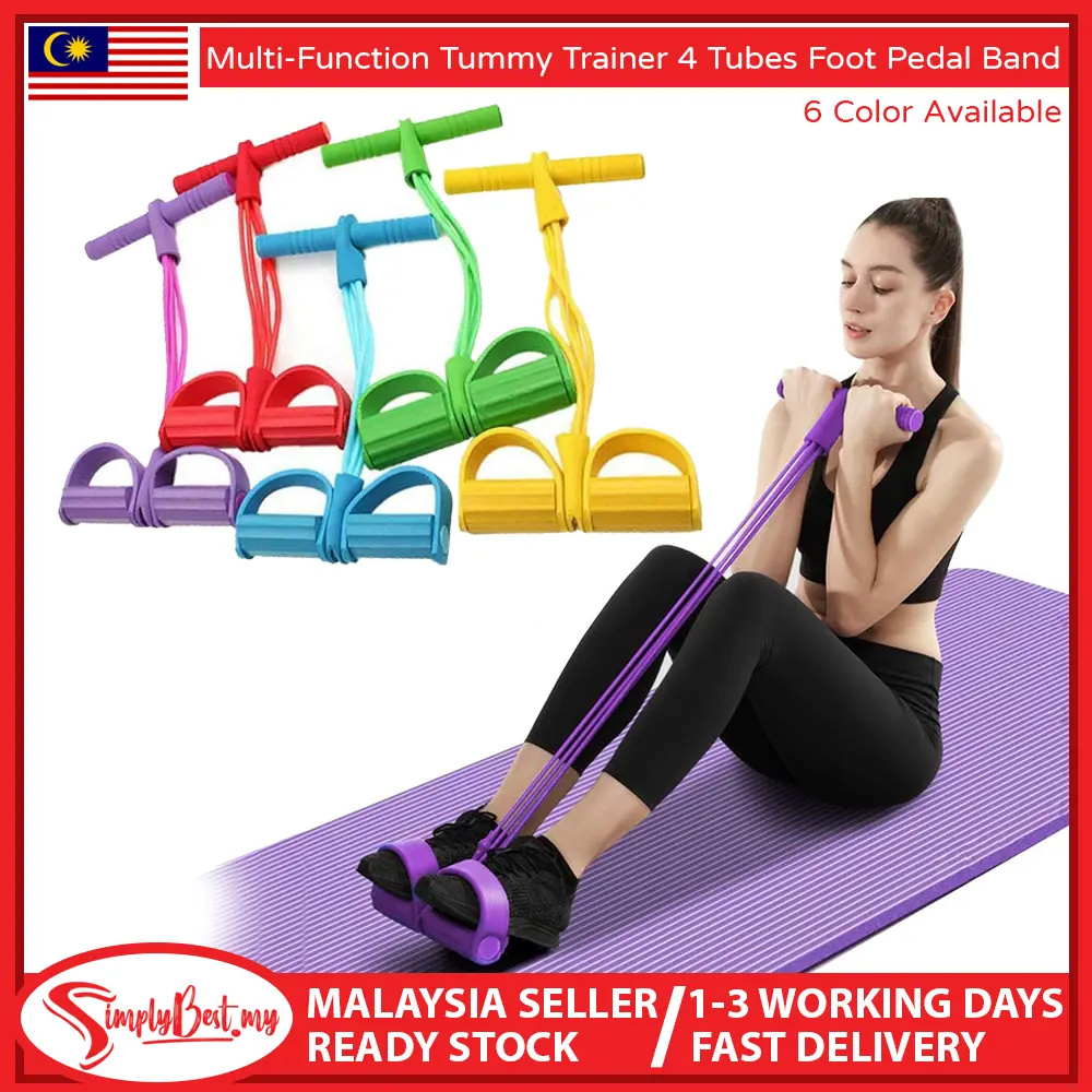 SIMPLYBEST 4 Tubes Pull Rope Fitness Sit-up Bodybuilding Tension Rope Elastic Pull Rope Fitness Equipment for Abdomen Exercise Outdoor