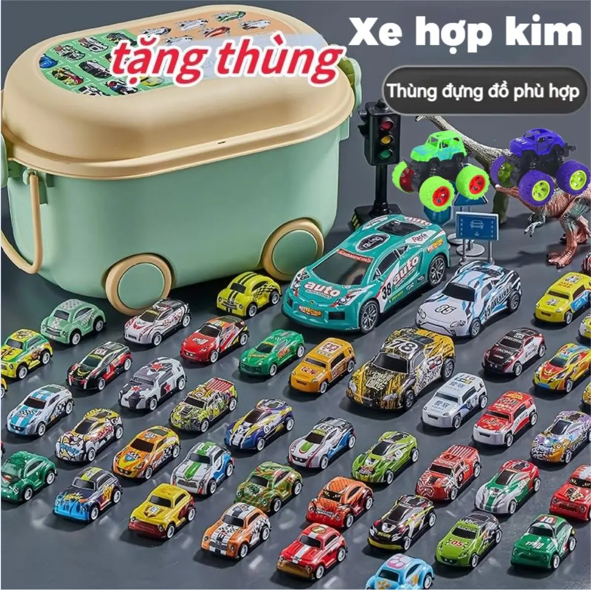 thùng 50 ôtô kèm 2 xe địa hình to 1 thùng đựng xinh xắn cute chơi chạy đà cót kéo lùi chất liệu hợp kim cao cấp cho bé nhỏ nhắn xinh xắn tổng hợp nhiều loại  Đồ Chơi Toy