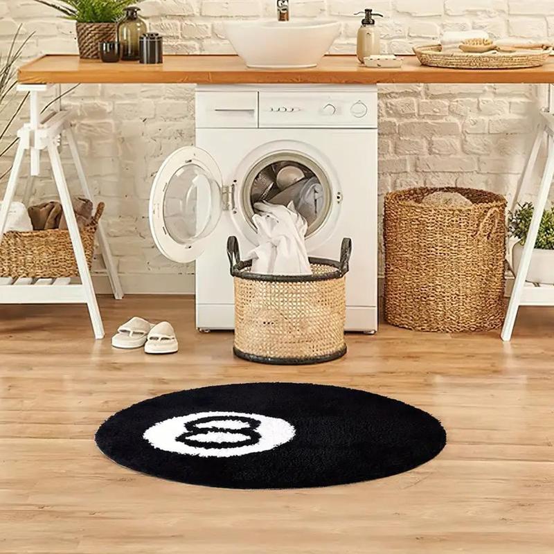 Round Billiards Pattern Rug, 1 Count Modern Non-slip Floor Mat, Soft Absorbent Floor Carpet for Home Living Room Bedroom, Dining Room Rug,  The Rug 6