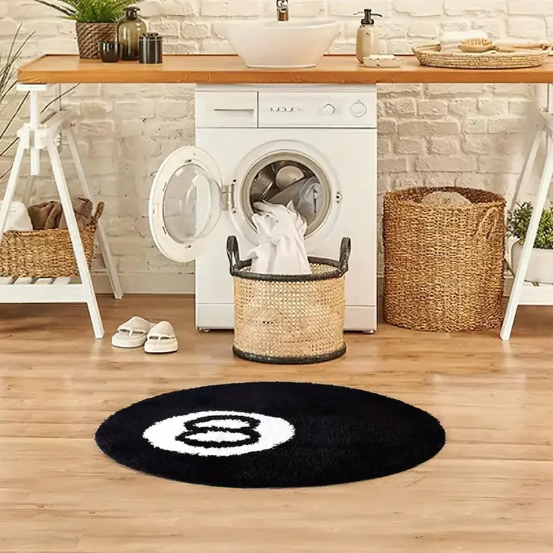 Round Billiards Pattern Rug, 1 Count Modern Non-slip Floor Mat, Soft Absorbent Floor Carpet for Home Living Room Bedroom, Dining Room Rug,  The Rug 6
