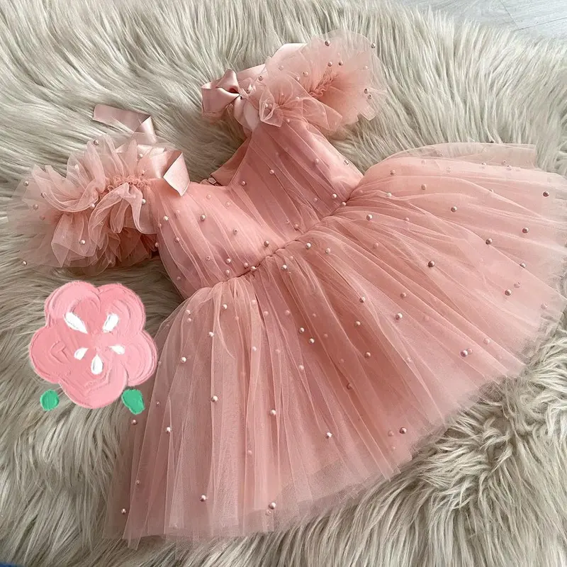 Gaun bayi / anak tutu mutiara handmade premium kekinian dress bayi kondangan aqiqah Perempuan ( pakai dalamanKatun) 0