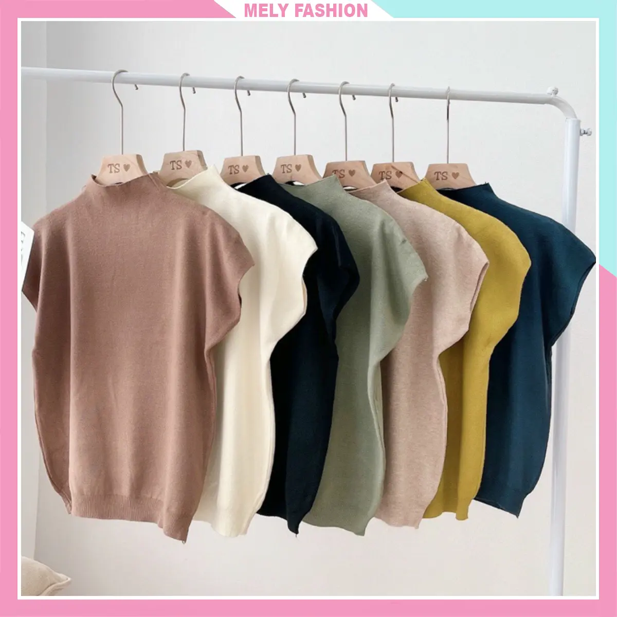 Áo len nữ tay hến dáng rộng ngắn tay cổ lọ 3 phân mềm mịn bo chun eo phong cách Hàn Quốc AL10 Đen Women
