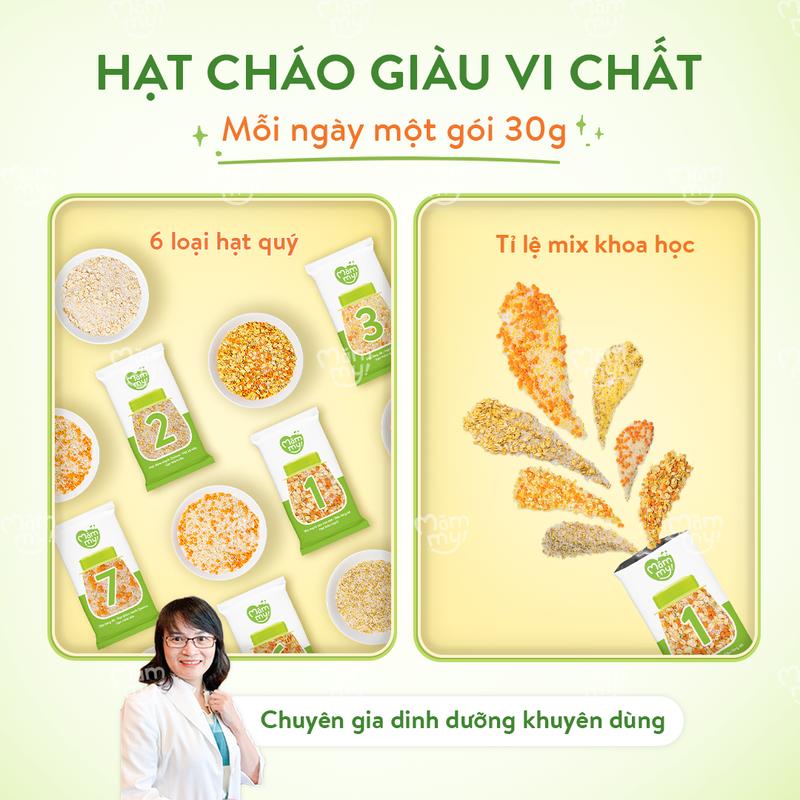 DEAL LIVE [Tặng XE ĐẨY GẤP GỌN] Combo 2 Hộp cháo gạo mix hạt  Mămmy STEP1: 7 gói x 30gr + STEP2: 7 gói x 50gr Food 5