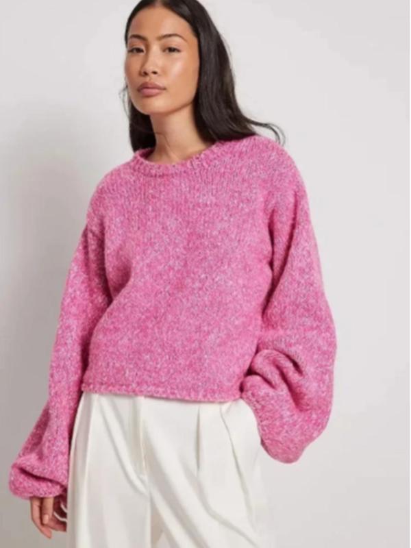 Women's Cut Out Backless Lantern Sleeve Sweater, Fashion Casual Drop Shoulder Tie Back Jumper for Daily Outdoor Wear, Ladies Knit Top for Spring & Fall 1