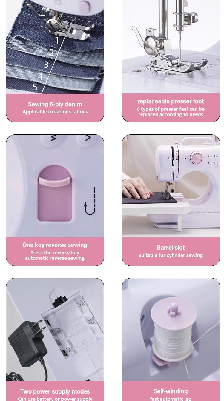 Product Introduction of 【COD 24H Ship】Portable Sewing Machine 12 Stitches Mini Multifunction Electric Household Mini Sewing Machine  Appendix Sewing Kit Set 5 Year Warranty 36