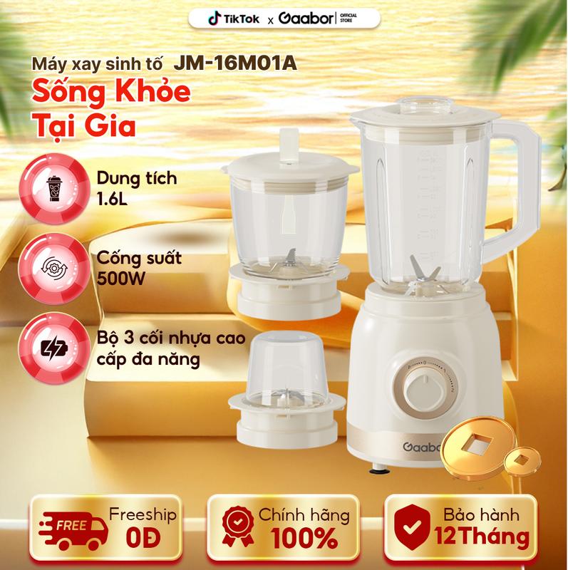Máy xay đa năng Gaabor JM-16M01A 3 trong 1 dung tích 1,6L công suất 500w thân máy kèm 3 cối nhựa cao cấp xay thực phẩm xay gia vị xay sinh tố xay thịt food processor máy xay máy xay nhựa